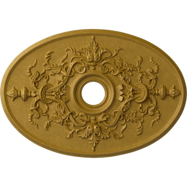 Ekena Millwork Alexa Medallion (Canopies up to 5 5/8"), 30 3/4"W x 21 1/4"H x 3 7/8"ID x 1 5/8"P, Pharaohs Gold CM21X30ALPGS - main